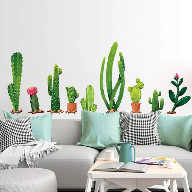 Cactus Wall Decal Green Plants Wall Sticker Tropical DIY Wall Art Mural