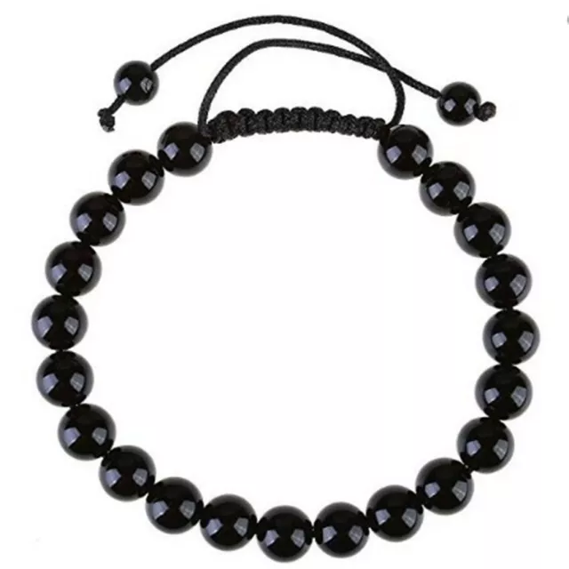 8mm Black Obsidian Bracelet Adjustable mala Tibet silver Spirituality Sutra cuff