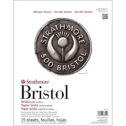 Strathmore 300 Series Bristol Paper Pad, Vellum – 9x12, 20 Sheets  (100lb/270g)