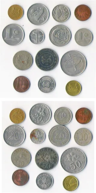 Malasia Y Singapur. Lote De 14 Monedas Diferentes