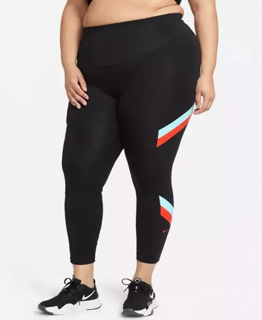 Nike One Women's Plus Tight Fit 7/8 Training Tights Black 2X Free Shipping NWT