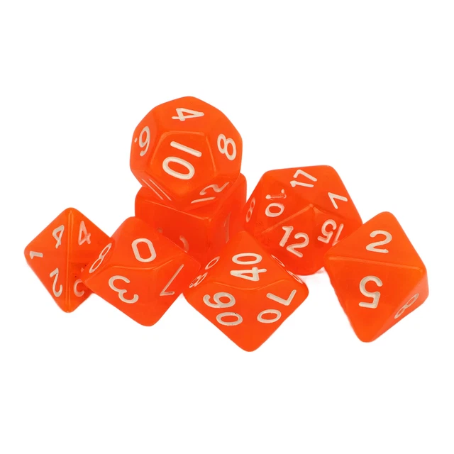 (Orange) Number Dice Set Portable Multi-Purpose Transparent Numbers