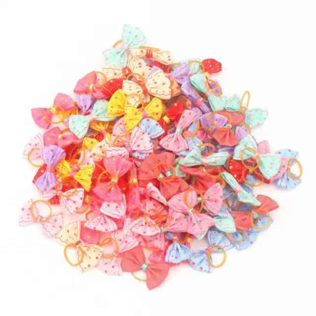 Puppy Pearl Flowers Grooming Headdress Pet Dog Rubber Band Cat 30Pcs Hair Bows