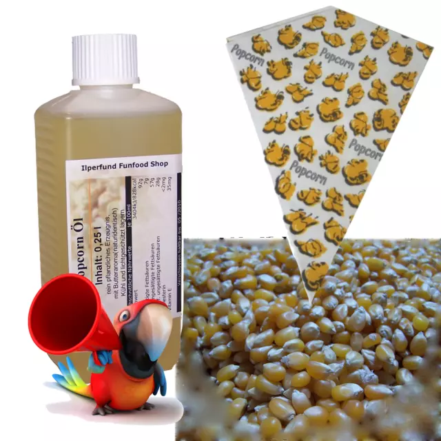 1,5kg Popcornmais,genfrei Popcorn Mais+Popcornöl+ Popcorntüten,Komplettpaket