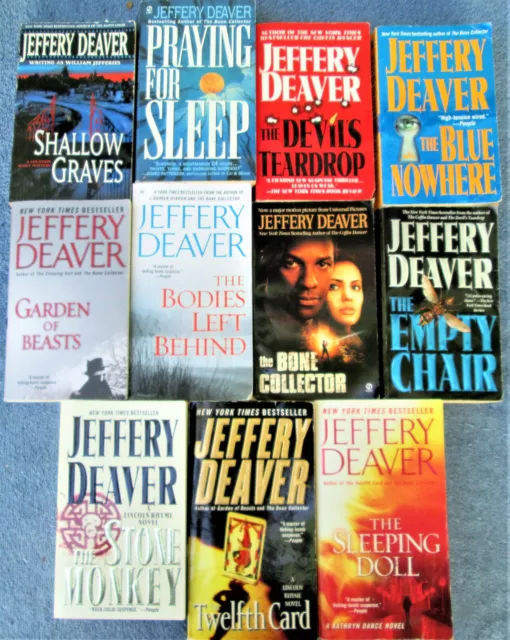 12 JEFFERY DEAVER 4 Lincoln Rhyme Garden of Beasts Blue Nowhere Sleeping Doll