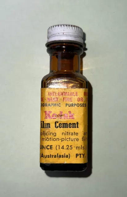 Vintage Kodak Film Cement Bottle  1/2oz  Kodak Australasia  PTY LTD  Photography