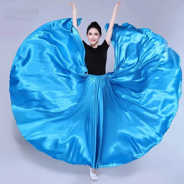 Gypsy Long Skirts Women Dance Performance Costumes Dancer Dance Satin Skirt