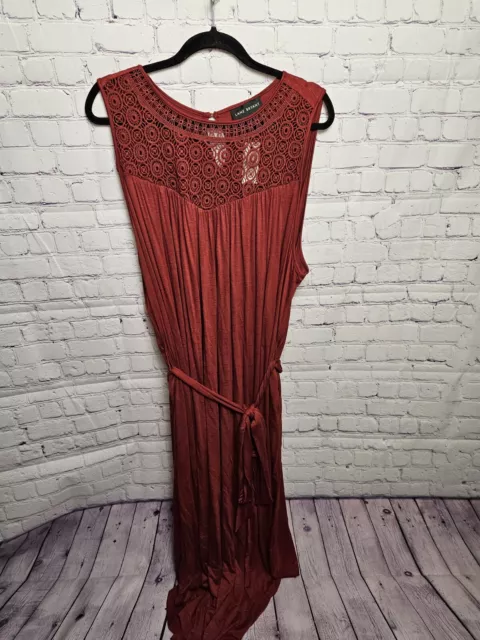 Women's Lane Bryant NWT Red Sleeveless Maxi Dress with Lace Top Size 22/24