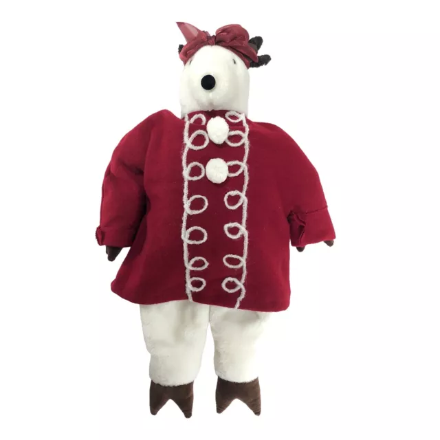 2000 USA WOOF & POOF Musical Wind Up Reindeer White Red Coat WORKS Missing Scarf