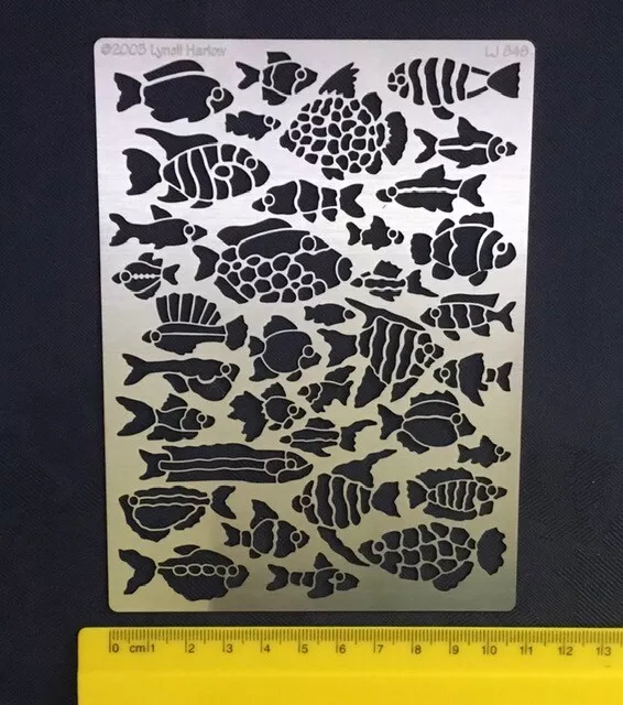 Steel * Stencil * Emboss* Paste / Pyrography * Aquatic * Fish * Background*