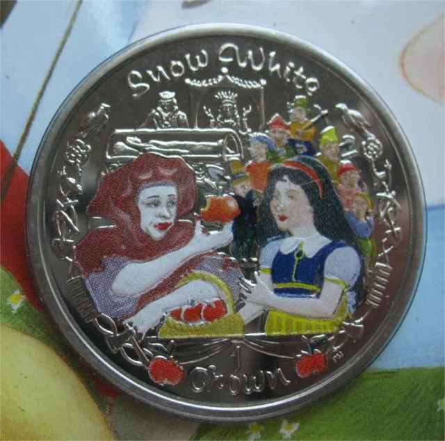 Isle of Man Crown 2006 UNC Color Coin Snow White and the Seven Dwarfs Booklet