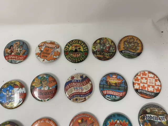 LaCrosse WI Oktoberfest Buttons 1961-2008 60+ including Festmaster Buttons Pins 3