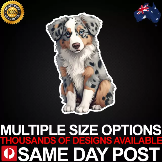 Cute Australian Shepherd Sitting Vinyl Car Sticker Decal Cheap Laptop Pet Dogs