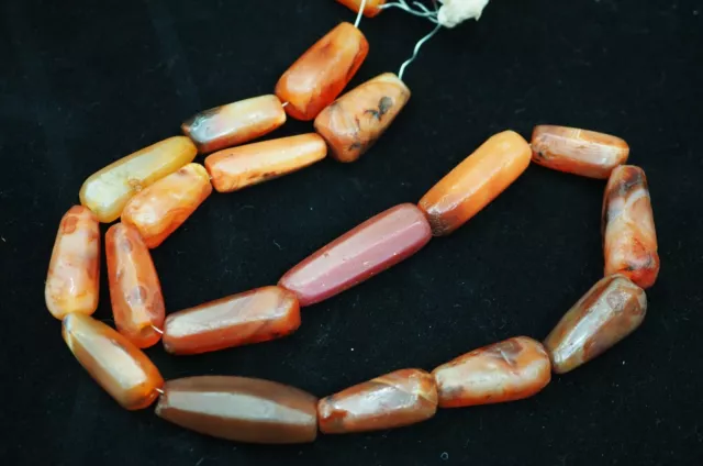 Ancient tapered agate Carnelian African Mala bead Rectangular Ancient Bead