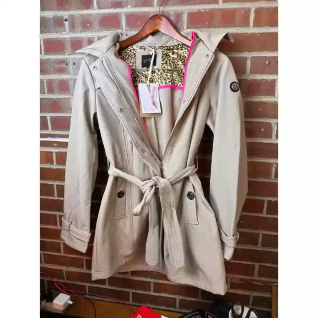 Women's Jessica Simpson Water Resistant Belted Anorak Jacket color Sand LG NWT