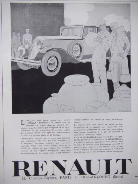Publicité 1929 Renault Stella Reinastella Vivastella Manastella - Advertising