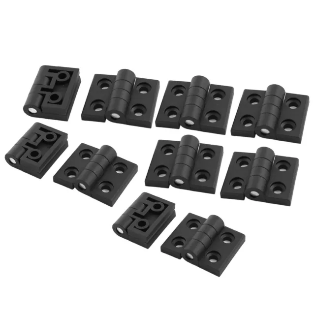 10pcs Black 56mm x 45mm 2 Leaves Reinforced Plastic Door Bearing Hinge