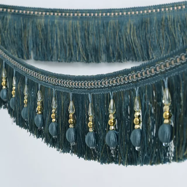 1/3/5M Beaded Tassel Fringe Trim Curtain Sewing Lace Trim DIY Crafts Upholstery