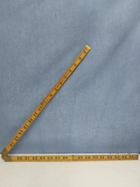 Vintage Rabone No.1167 Brass & Boxwood 35" Four Way Folding Rule