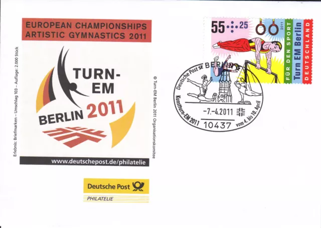 * Turn EM Berlin 2011, Auflage 2000 Stück, Brief, 2011, Schmuckumschlag