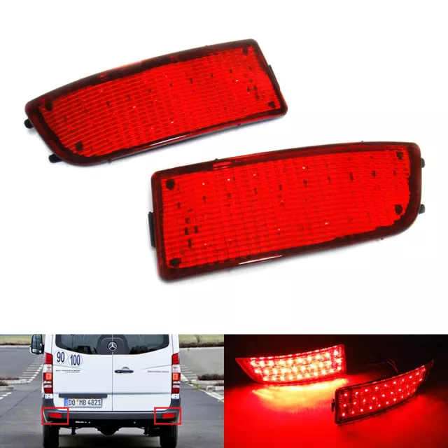 2x Red Rear Bumper Reflector LED Stop Brake Light For MB Sprinter 906 Crafter 2E