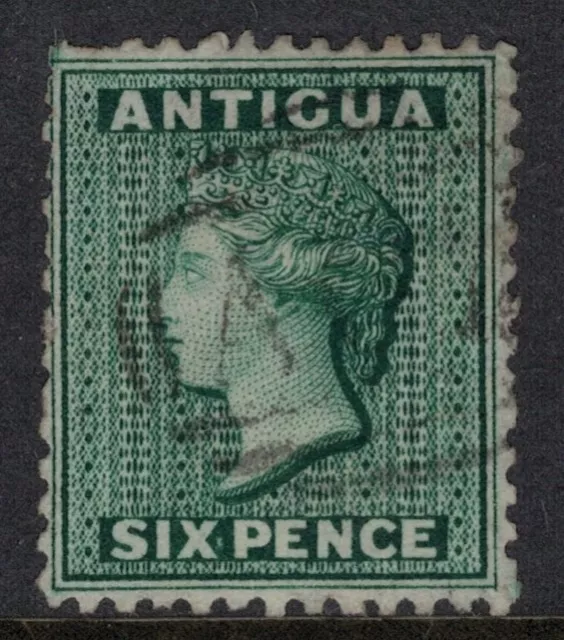 Antigua 1872 6d Blue-Green inv. wmk SG15w Used Cat £120