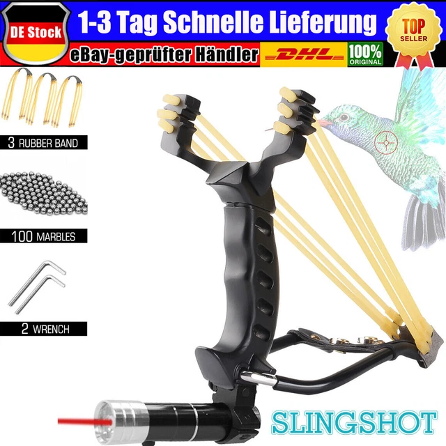 Produktbild von Fritz-Cell Profi Weitschuss Zwille Steinschleuder Blau Mit Versteckte Magazin Sport Outdoor Slingshot Mit Zielscheiben Stahlkugeln 9mm Pfefferspray