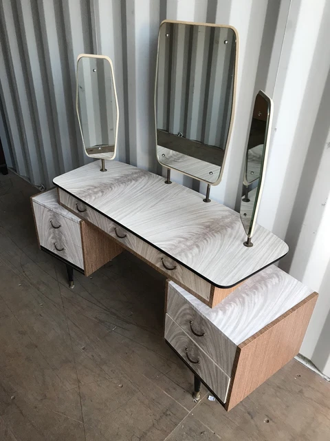 RETRO VINTAGE FORMICA Dressing Table - Berry Furniture - Grey Marble & Rose  Gold 41.00 - PicClick UK