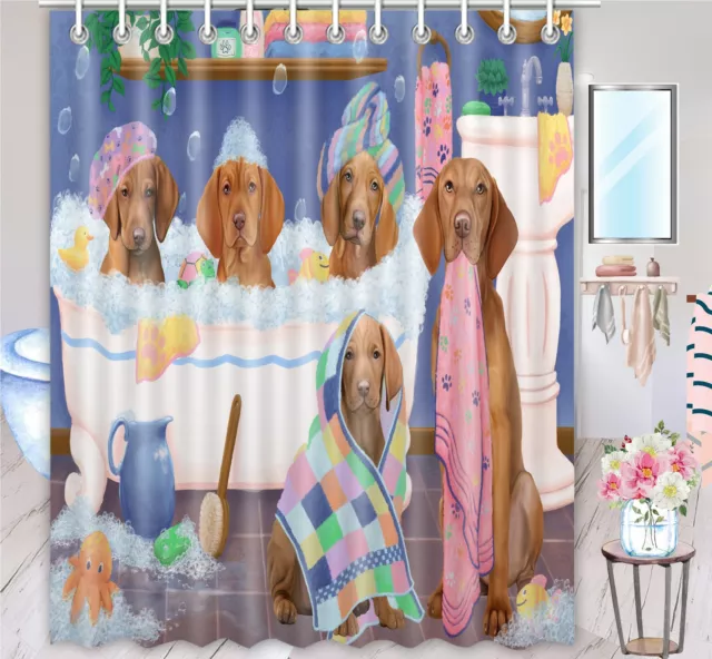 Halloween Vizsla Dog Shower Curtain Bathtub Screens Personalized Hooks