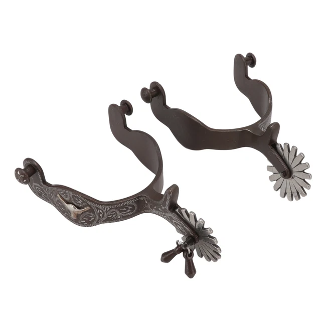 1 Pair Engraved Boots Spur With Vintage Pattern Horse Spurs For Saddlery/