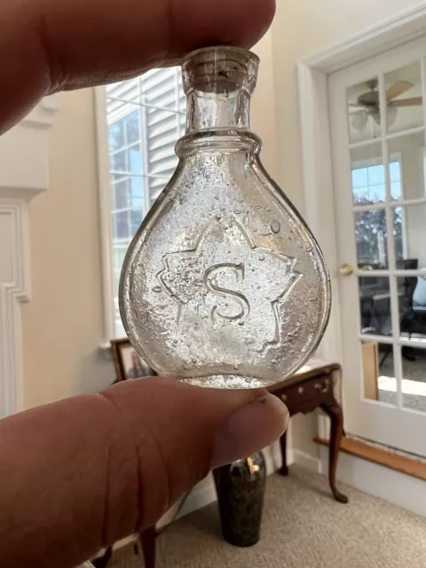 Vintage Small Embossed STAR with S FLASK - Perfume? Sample Flask?