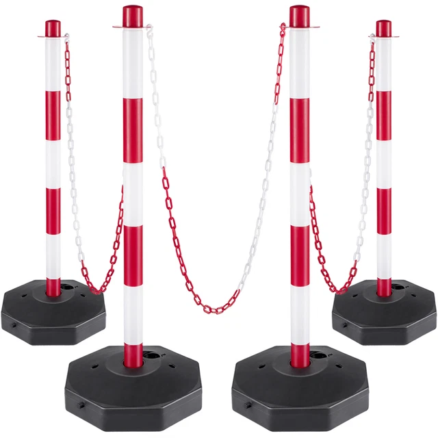 Poteau de Signalisation 1,4m 4Pcs Poteaux Circulation Délimitation 84cm Hauteur