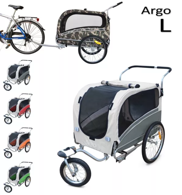 ARGO Remorque à vélo poussette taille L chariot pour chien animaux 5 couleurs