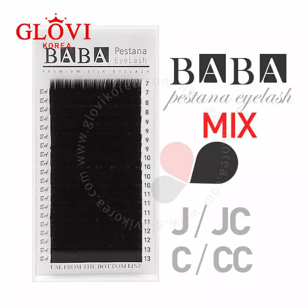 BABA Silk Lash Mixed Tray (0.15 J/B/C/D 7~13mm) / False Eyelashes / Extension