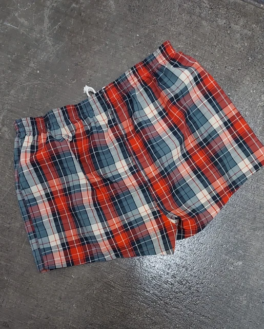 1960's Red & Grey Plaid Swim Trunks Size L Pool Party Beach Wear VLV Swimwear