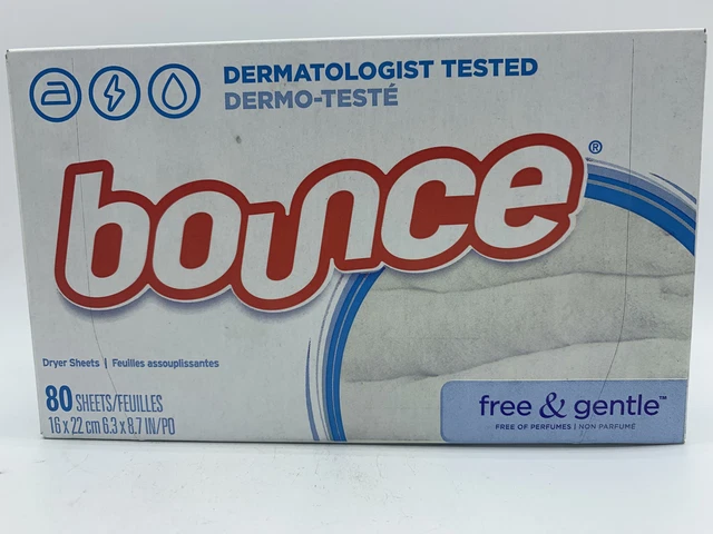 Bounce Free & Gentle Dermatologist Tested Dryer Sheets, 80 Sheets