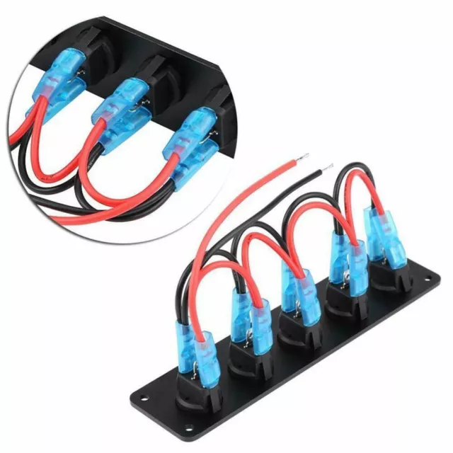 5 Gang LED Schaltpanel Schalter Schalttafel Voltmeter 12V-24V für Auto Boot