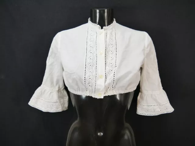Camicia Dirndl taglia 40 bianca camicetta per Dirndl Gede misto cotone con pizzo B10071