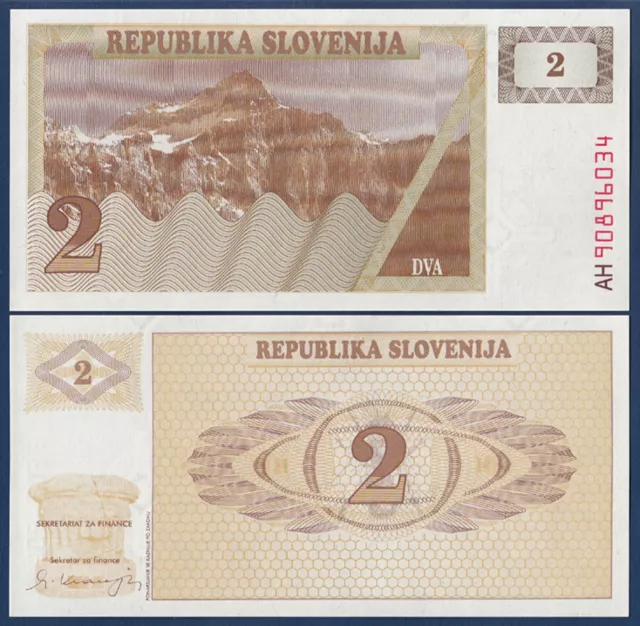SLOWENIEN / SLOVENIA 2 Tolarjev 1990  UNC  P. 2