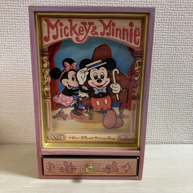 DISNEY MICKEY MINNIE Dancing Musical Jewel Box Antique Music