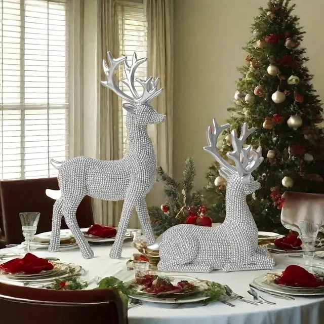 Rentier Figur Harz 55cm - Elegante Hirsch Statue Für Weihnachtsdeko