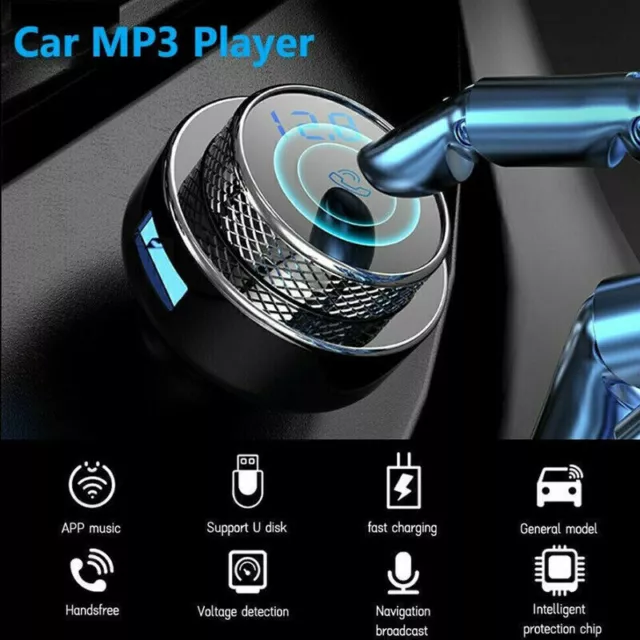 Wireless Bluetooth 5.0 Car FM Transmitter MP3 Player Radio 2 USB Charger Adapter