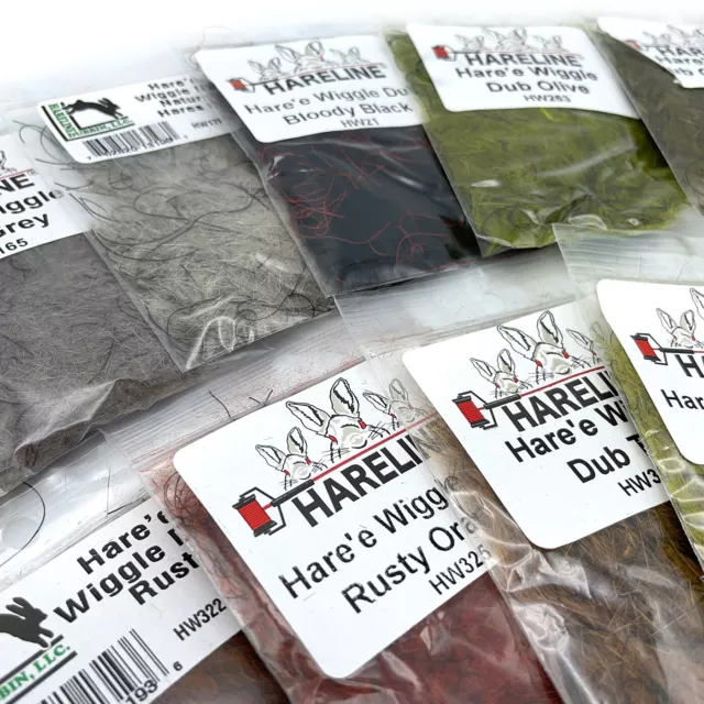 HARE'E WIGGLE DUB - Hareline Fly Tying Dubbing Material - 12 Colors ...