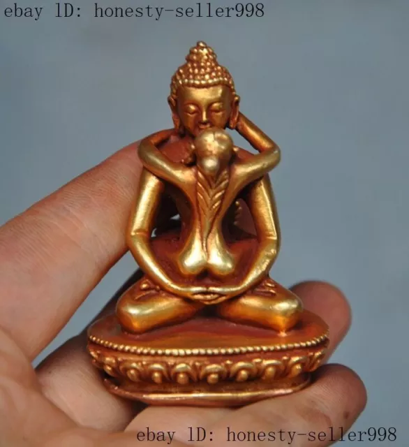 Old Tibet buddhism bronze 24k gold gilt Sakyamuni Adi-Buddha Rulai Buddha statue
