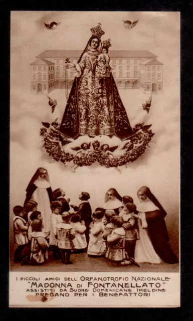 B3 ANTICO   Santino Holy Card COLOR SEPPIA MADONNA DI FONTANELLATO