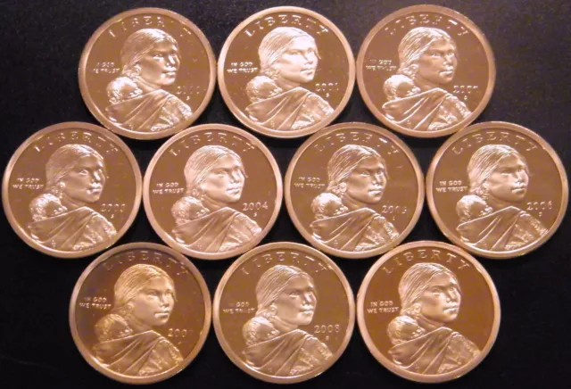 2000-2009 S Native American Sacagawea Proof Dollar Run Gem Cameo US 10 Coin Set!