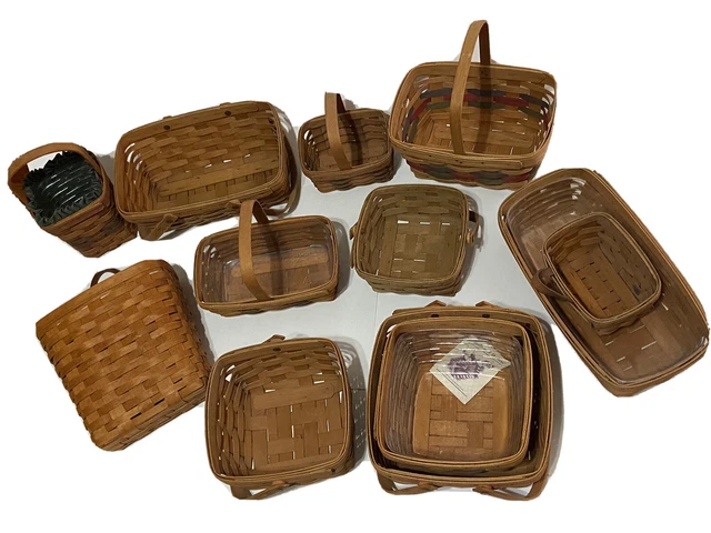 LONGABERGER BASKET LOT OF 12 1990s 90s era  dresden - Fast Shipping