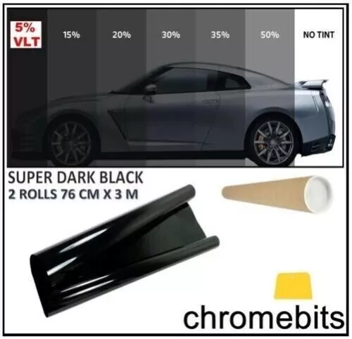PRO LIMO BLACK 5% CAR WINDOW TINT ROLL 6M x 76CM FILM TINTING