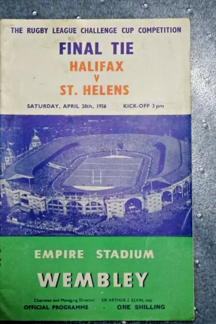 1956  RUGBY LEAGUE CUP FINAL    HALIFAX v ST.HELENS       Programme