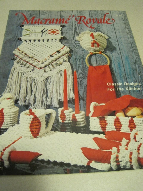 Libro artesanal vintage Macrame Royale diseños clásicos para cocina